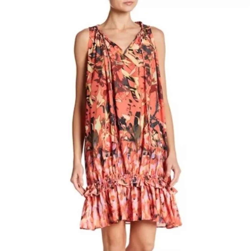 Catherine Malandrino Tropical Sleeveless Drop Waist Dress New With Tags Size Sm